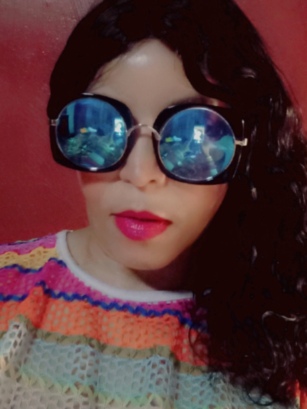 (NEW)! Cute! Cool! Blue Mirror Black Shades! :-)